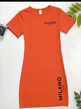 Milano Orange Short-Sleeve Tee Dress